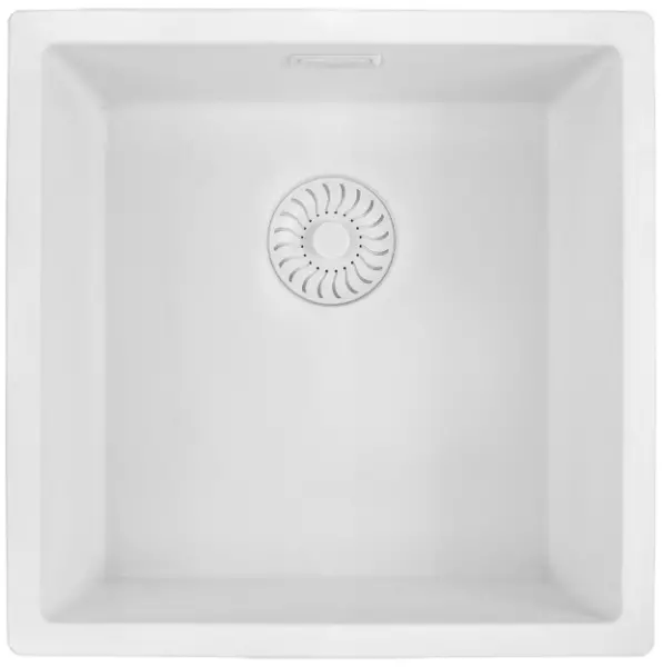 Caressi White Line pia de quartzo branca 40cm para instalação nivelada CAGRPP40WH-FL 1208921336