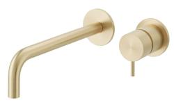 Torneira de lavatório embutida Waterrevolution Flow PVD ouro branco com bico de 21 cm T116BWGE-21