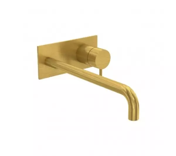 Waterevolution Flow misturadora de lavatório embutida com placa de cobertura Latão Escovado com bica de 15cm T1161LE-15