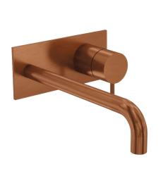 Waterevolution Flow torneira embutida para lavatório com placa de cobertura PVD cobre escovado com bica de 15cm T1161CPE-15