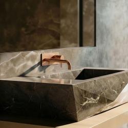 Waterevolution Flow torneira embutida para lavatório com placa de cobertura PVD cobre escovado com bica de 15cm T1161CPE-15