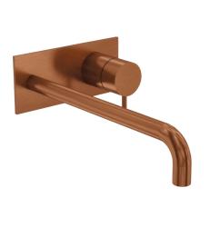 Torneira de lavatório embutida Waterrevolution Flow com placa de cobertura PVD cobre escovado com bico de 21 cm T1161CPE-21