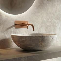 Torneira de lavatório embutida Waterrevolution Flow com placa de cobertura PVD cobre escovado com bico de 21 cm T1161CPE-21