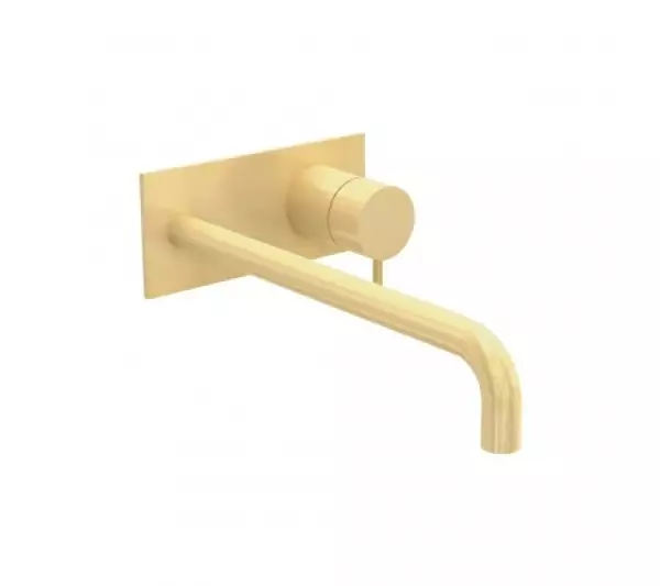 Waterevolution Flow torneira de lavatório embutida com placa de cobertura PVD Light Gold com bica de 21cm T1161WGE-21