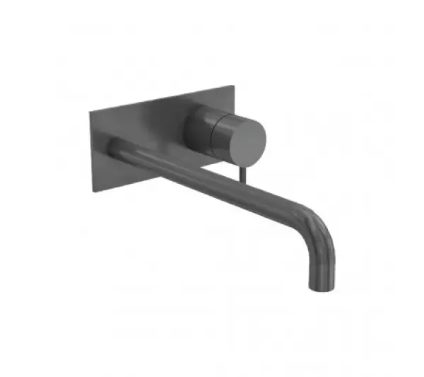 Waterevolution Flow misturador embutido para lavatório com placa de cobertura PVD Gun Metal com bica de 15cm T1161GME-15