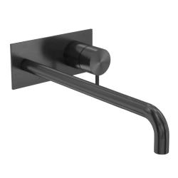 Waterevolution Flow torneira de lavatório embutida com placa de cobertura PVD Gun Metal com bica de 25cm T1161GME-25