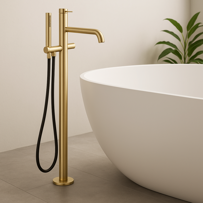 Waterevolution Flow misturador de banheira independente com ducha manual Light Gold T133WGE