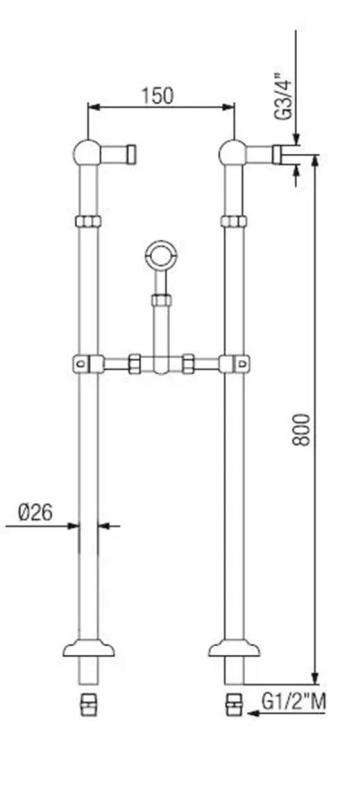 PB Torneira de Banheira Independente Nostálgica com Botões de Estrela Aço Inoxidável 6000