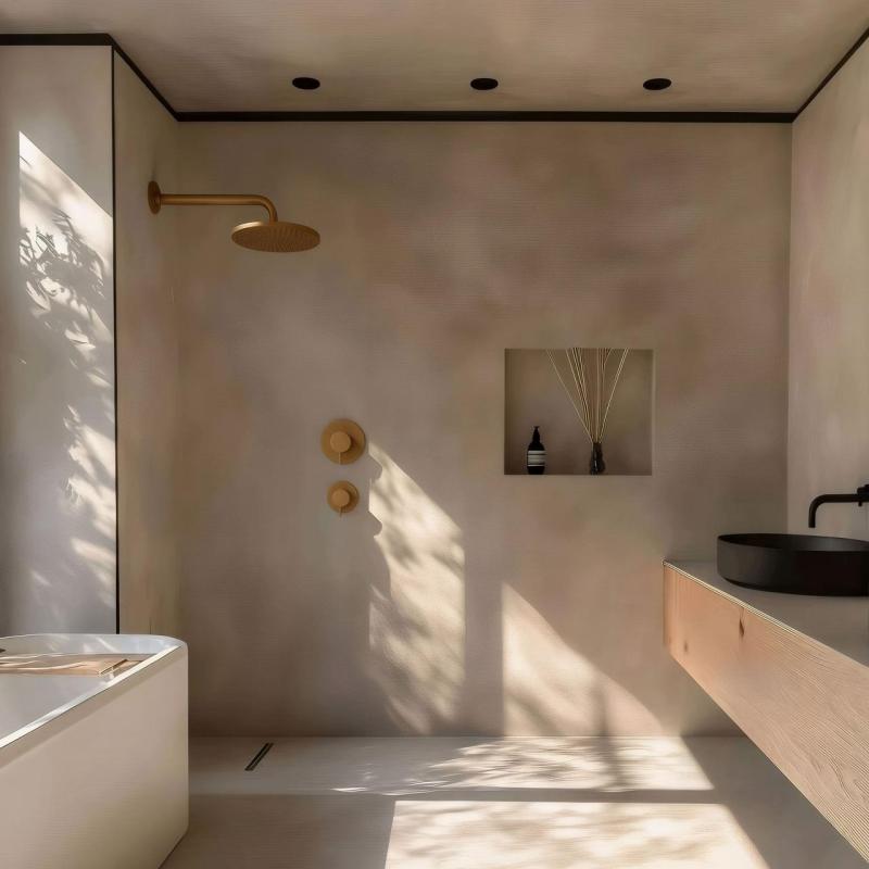 Waterevolution Flow embutido termostato de chuveiro com 1 desviador de latão escovado