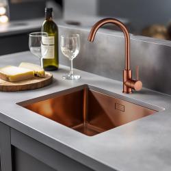 Lorreine 40SP Copper Luxe RVS pia de cozinha cor cobre PVD Copper 40x40 para instalação sob bancada, nivelada e embutida 1208952365