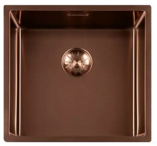 Lorreine 40SP Copper Luxe RVS pia de cozinha cor cobre PVD Copper 40x40 para instalação sob bancada, nivelada e embutida 1208952365