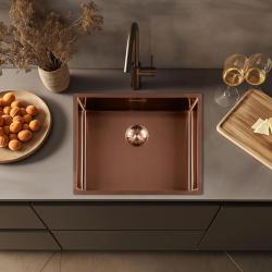 Lorreine 50SP-Copper Luxe pia em aço inoxidável cor cobre PVD Copper 50x40 instalação inferior, nivelada e superior 1208952369