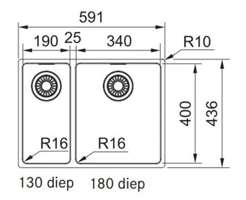 Franke Maris MRX 260 BR 1,5 cuba dupla de aço inoxidável montagem nivelada, cuba grande à direita 1270568040
