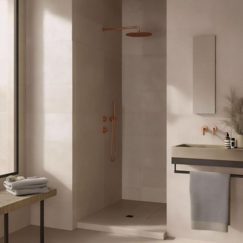 Termóstato de duche embutido Waterevolution Flow com 1 torneira de inversão em cobre