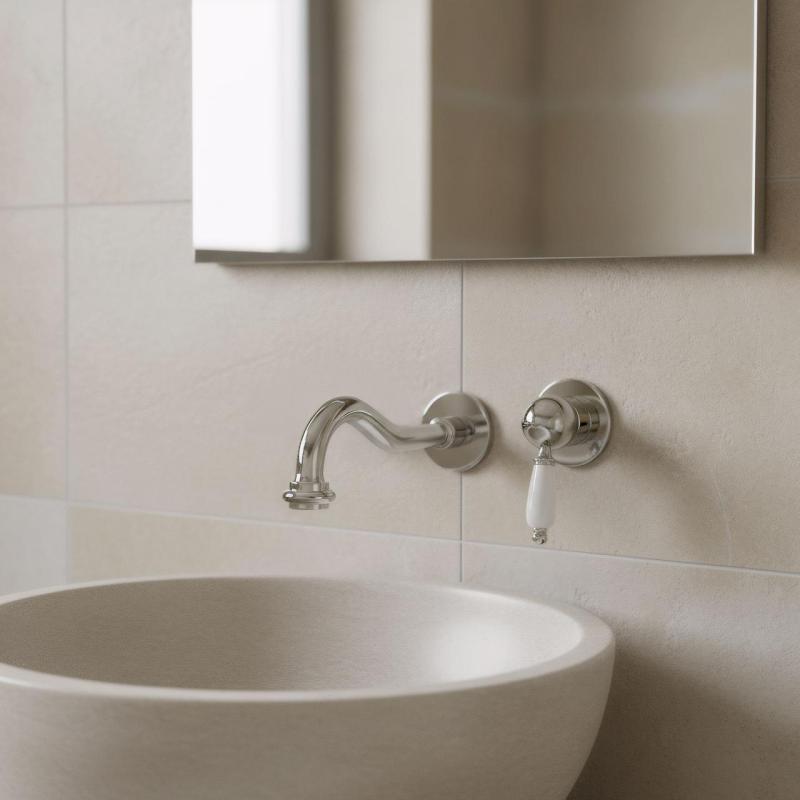 Mistura de lavatório embutida nostálgica PB Vintage com bica de 21cm em cromo