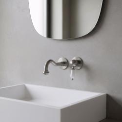 Mistura de lavatório embutida nostálgica PB com bica Vintage de 21cm em aço inoxidável (RVS).