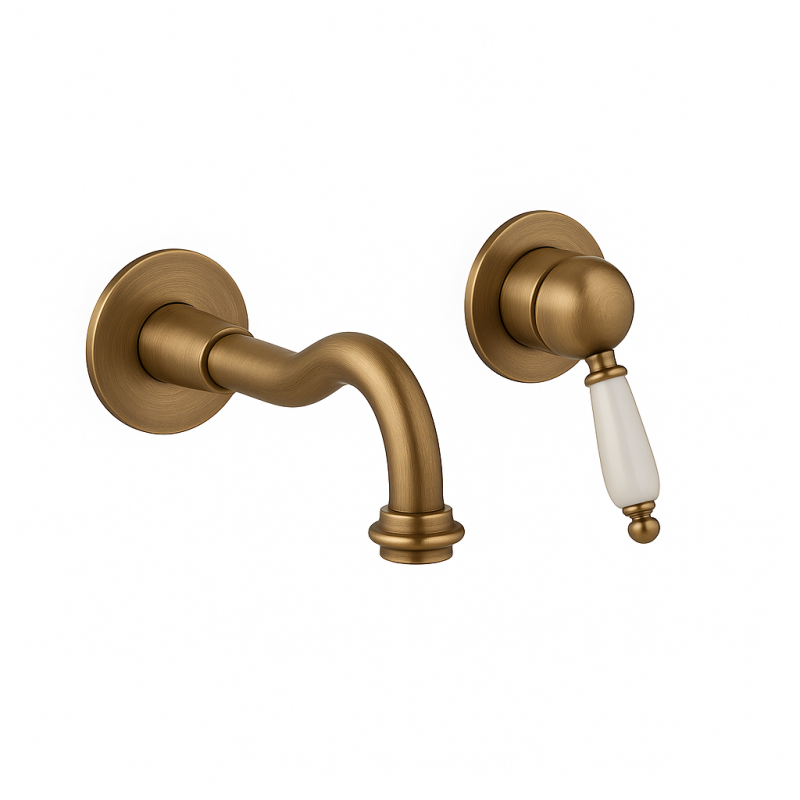 Misturador de lavatório embutido nostálgico PB Vintage com bica de 21 cm em bronze