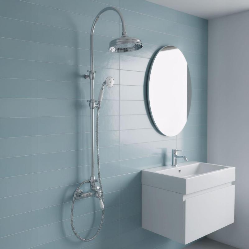 PB Conjunto de Misturador de Chuveiro Nostálgico com Chuveiro de Teto Cromado