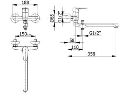 Blusani Torneira de Parede Especial Cromada com Bica Longa de 35cm e Ducha Manual 1208952919