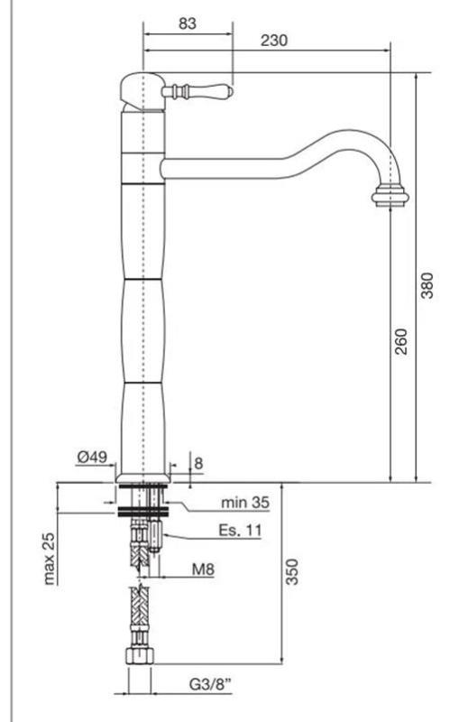 PB Classic Nostálgica torneira de cozinha com coluna Bronze 1208952921