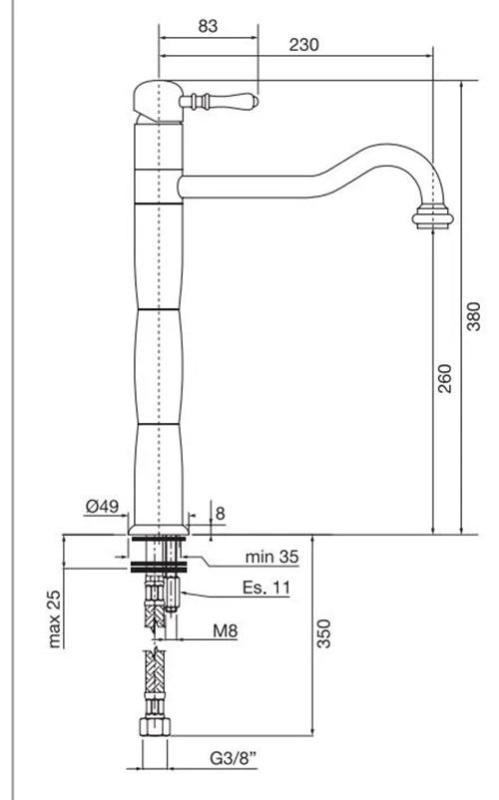 PB Classic Torneira de cozinha com pilar nostálgico em aço inoxidável 1208952922