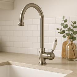 PB torneira de cozinha clássica monocomando com bica giratória de 200 mm em aço inoxidável 1208953115