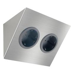 Indux Corner Coluna de energia para instalação horizontal com 2 tomadas com terra, aço inoxidável 1208953211