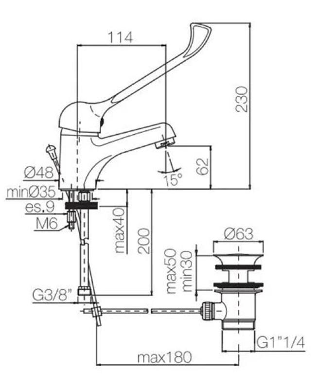 PB Clinic torneira para deficientes com alavanca longa cromada 1208953265