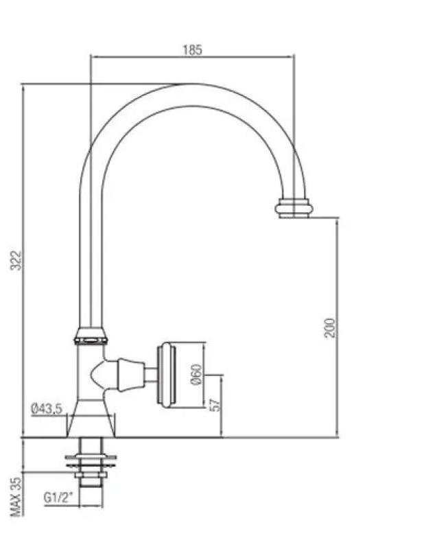 Torneira clássica de fonte PB com alavanca branca para água fria com bica alta redonda em aço inoxidável 1208953279