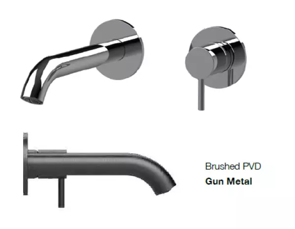 SB Round misturador embutido para lavatório gun metal PVD 162mm