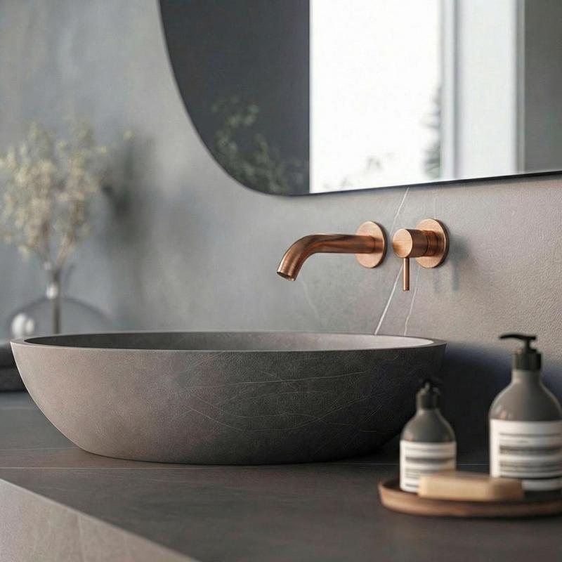 SB Round 316 misturador de lavatório embutido Cobre Escovado PVD 102mm