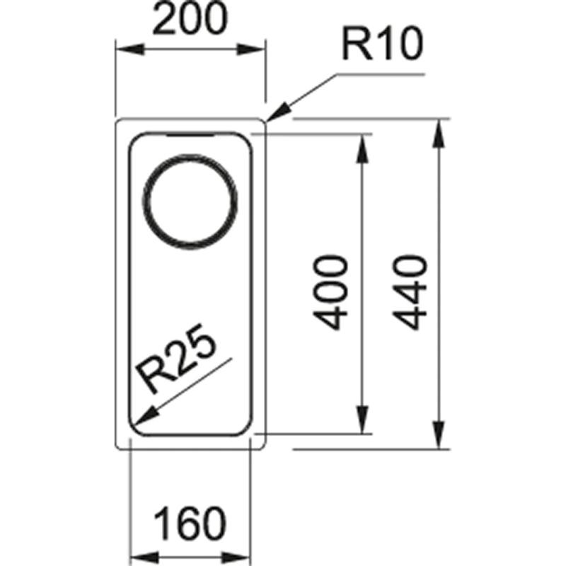 Franke Mythos MYX 110.16 pia pequena de aço inoxidável 16x40cm de embutir 122.0638.196
