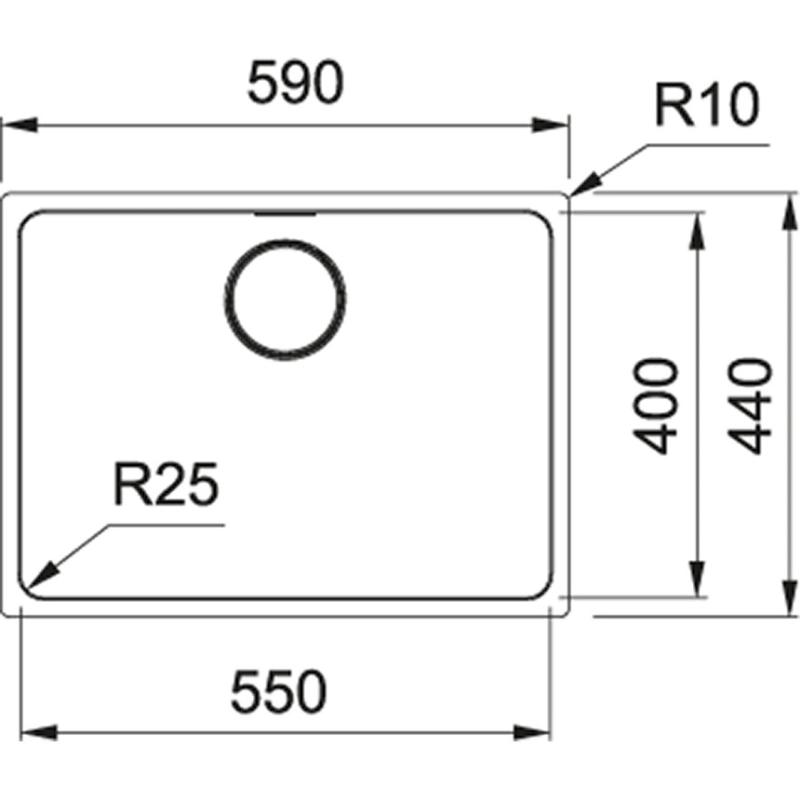Franke Mythos MYX 110.55 pia de aço inoxidável 55x40cm de instalação inferior 122.0638.200