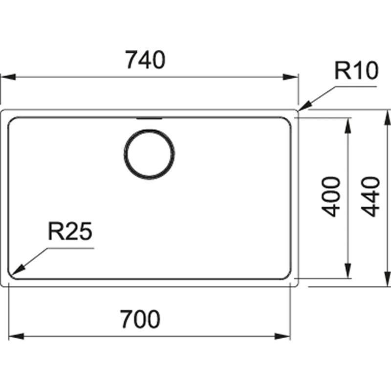Franke Mythos MYX 110.70 pia de aço inoxidável 70x40cm para montagem inferior 122.0638.271