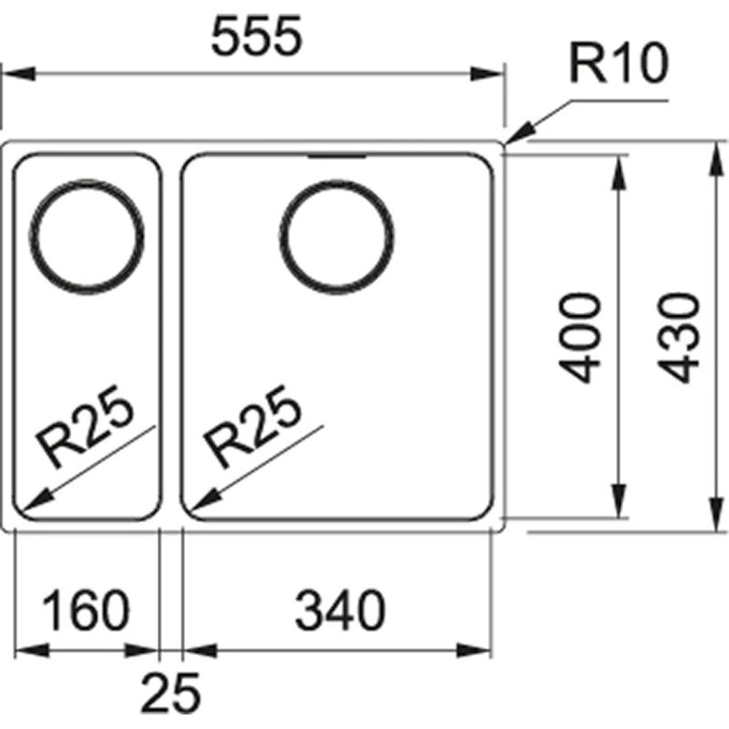 Franke Mythos MYX 160.34.16 BR pia de inox de uma e meia bacia para montagem embutida 16+34cm 122.0638.272