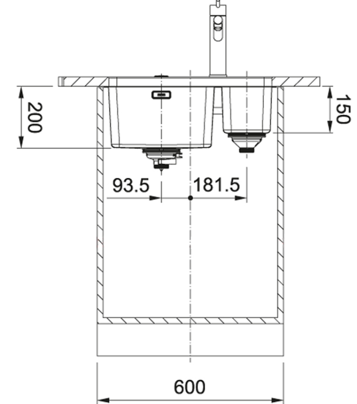 Franke Mythos MYX 160.34.16 BL pia de cozinha de aço inoxidável sob bancada com uma cuba e meia 34+16cm 122.0638.273