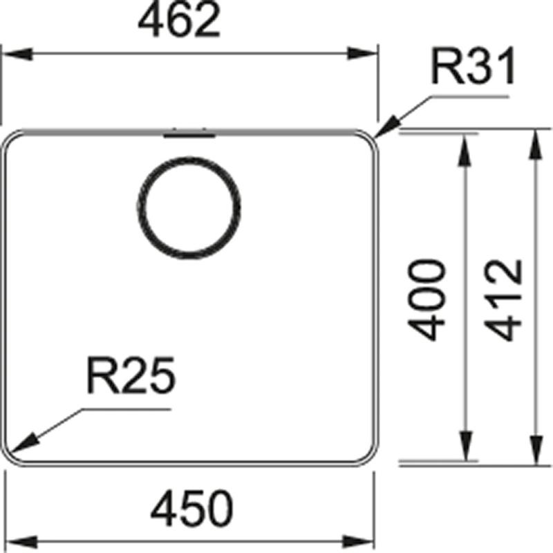 Franke Mythos MYX 210.45 pia de aço inoxidável 45x40cm instalação nivelada 127.0638.275