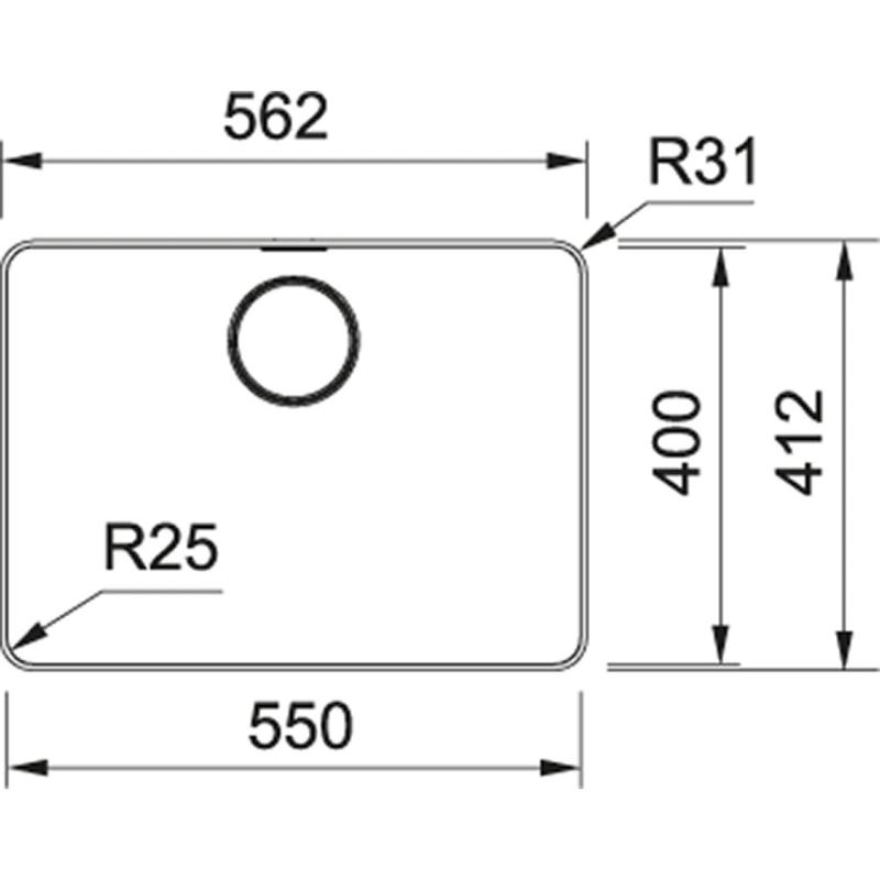 Franke Mythos MYX 210.55 pia de aço inoxidável 55x40cm montagem nivelada 127.0638.277