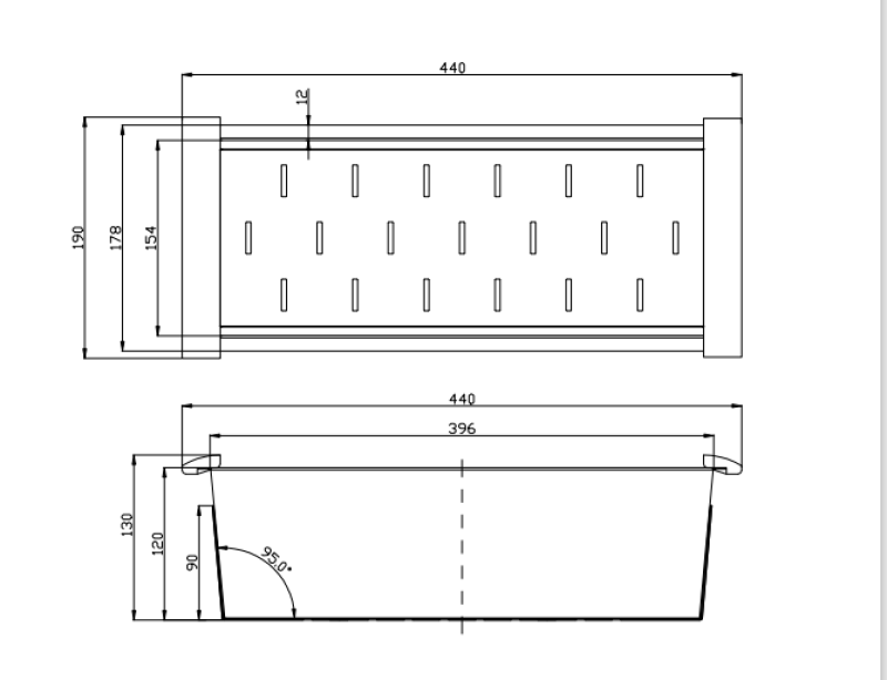 Ausmann escovado aço inoxidável recipiente para resíduos 44x18cm para pia comprimento 40cm 1208953722