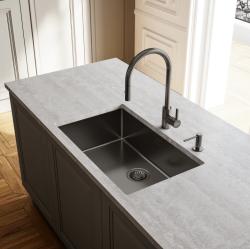 Torneira de Cozinha Franke Eos Neo com bico extensível e spray em PVD Gun Metal 115.0628.256