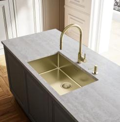 Franke kraan de cozinha dourada Eos Neo com bica extensível e pulverizador PVD Gold 115.0681.244