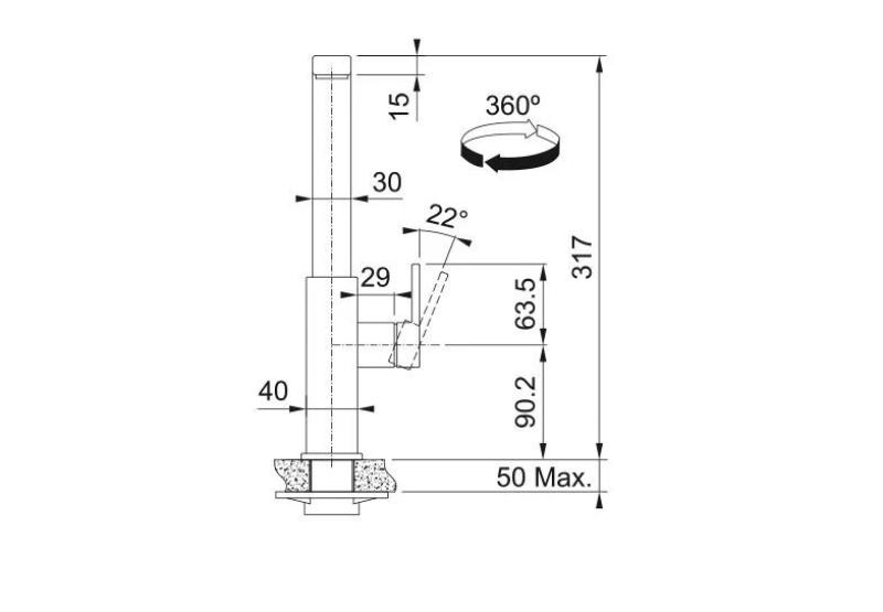 Franke torneira de cozinha preta escovada Mythos com bica giratória 115.0550.441