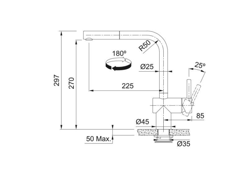 Franke torneira de cozinha com sensor preto escovado Atlas Neo com bica extensível 115.0625.527