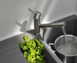 Franke Orbit maciço em aço inoxidável torneira de cozinha baixa com bica extensível inox 115.0569.461