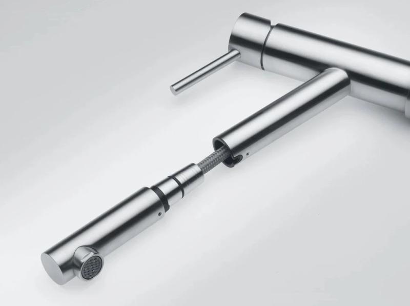 Franke Orbit maciço em aço inoxidável torneira de cozinha baixa com bica extensível inox 115.0569.461