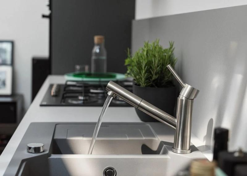 Franke Orbit maciço em aço inoxidável torneira de cozinha baixa com bica extensível inox 115.0569.461