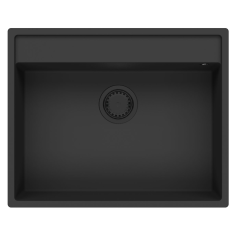 GraniteMy Bremen pia de granito 64x52 cm preta para montagem superior, inferior e embutida com orifício para torneira 1208953874