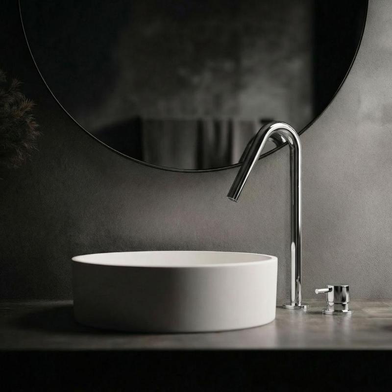 Torneira de lavatório de 2 furos Waterevolution Flow em cromo com bica alta V 120mm T1122V01