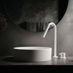 Waterevolution Flow misturadora de lavatório com 2 orifícios, branca, com bica alta de 120 mm, modelo T1122VBR