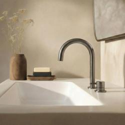 Torneira de lavatório Waterrevolution Flow de 2 furos PVD Gun Metal T1121UGME